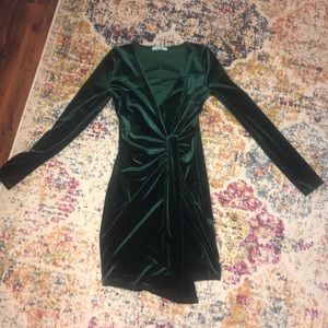 EUC Dark green velvet body con dress